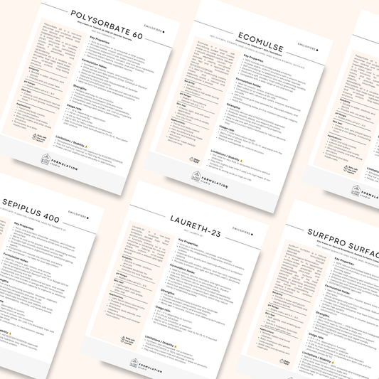 50 Cosmetic Emulsifiers Chart | Skincare Formulation Reference Guide (PDF)