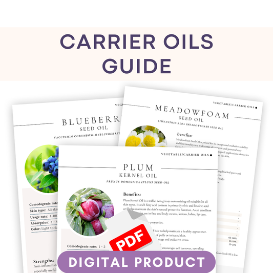 70 Carrier Oils Chart – Cosmetic Formulation Reference Guide (Digital Download)