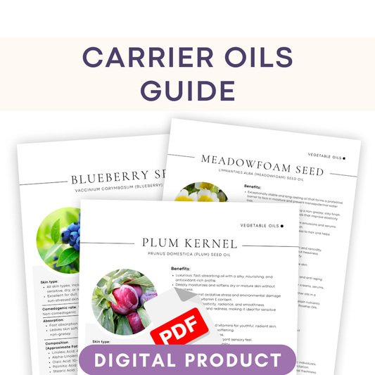 70 Carrier Oils Chart – Cosmetic Formulation Reference Guide (Digital Download)