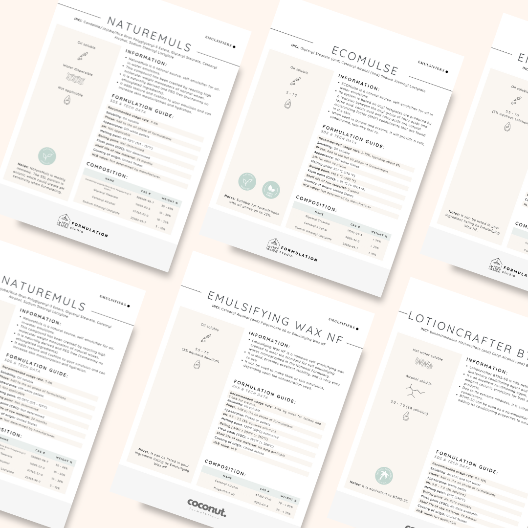 36 Cosmetic Emulsifiers Chart | Skincare Formulation Reference Guide (PDF)