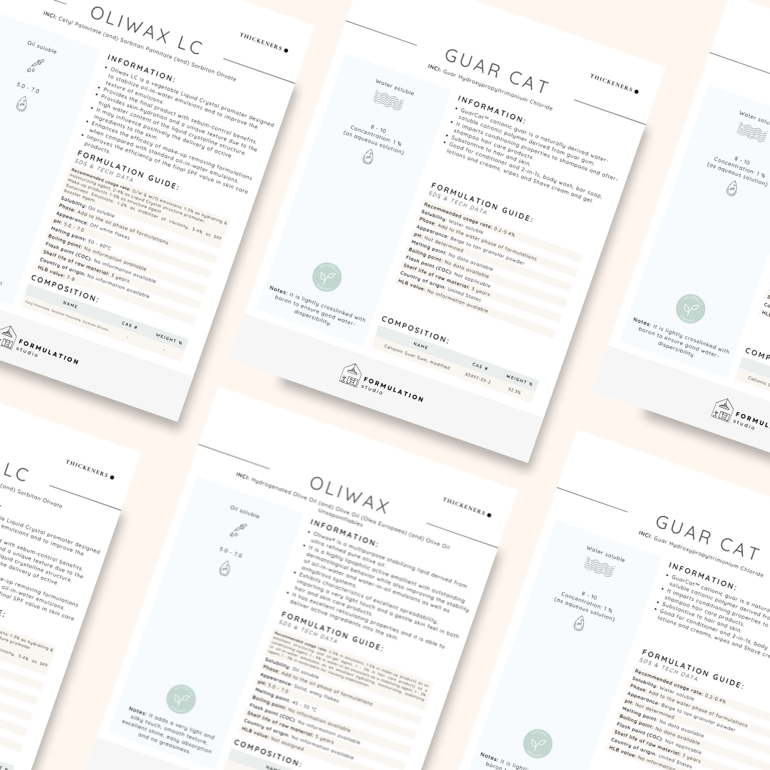 13 Cosmetic Thickeners Chart | Skincare Formulation Reference Guide (Digital PDF)