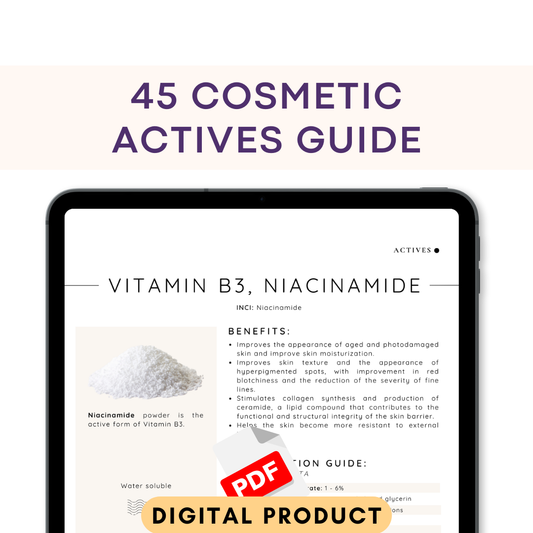 45 Cosmetic Actives Chart | Skincare Formulation Reference Guide (PDF)