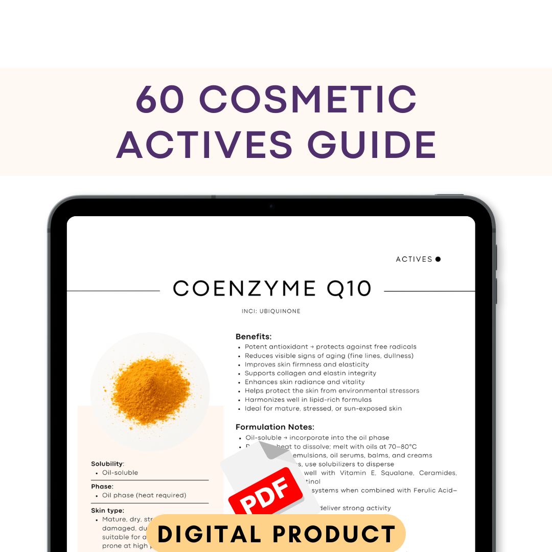 60 Cosmetic Actives Chart | Skincare Formulation Reference Guide (PDF)