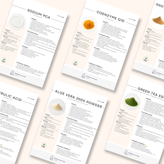 60 Cosmetic Actives Chart | Skincare Formulation Reference Guide (PDF)
