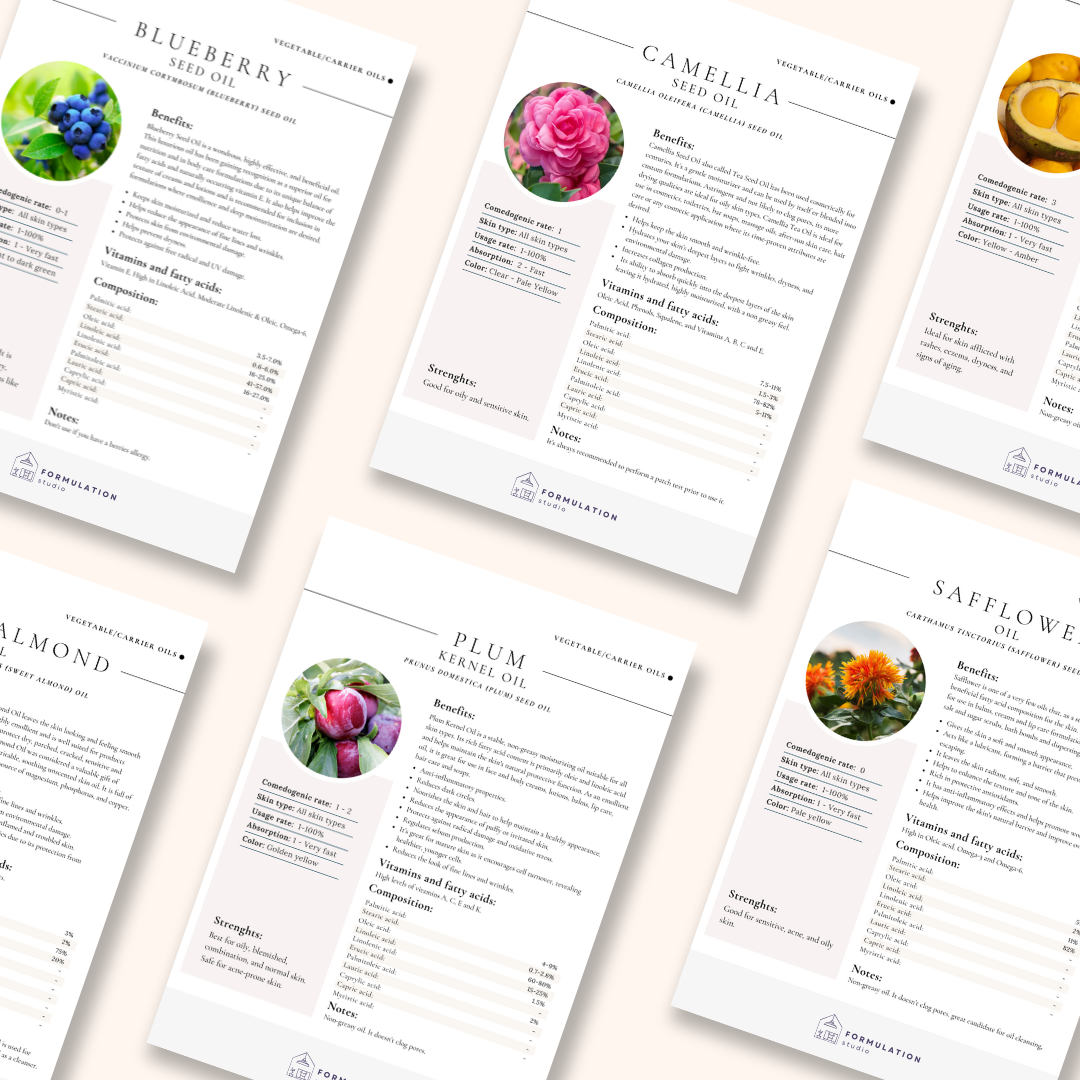 70 Carrier Oils Chart – Cosmetic Formulation Reference Guide (Digital Download)
