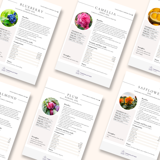 70 Carrier Oils Chart – Cosmetic Formulation Reference Guide (Digital Download)